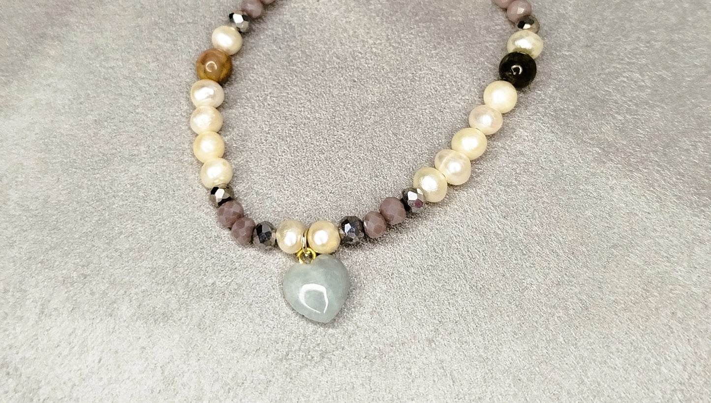 Bracelet Cœur Carrousel – tourmaline multicolore et pendentif cœur amazonite