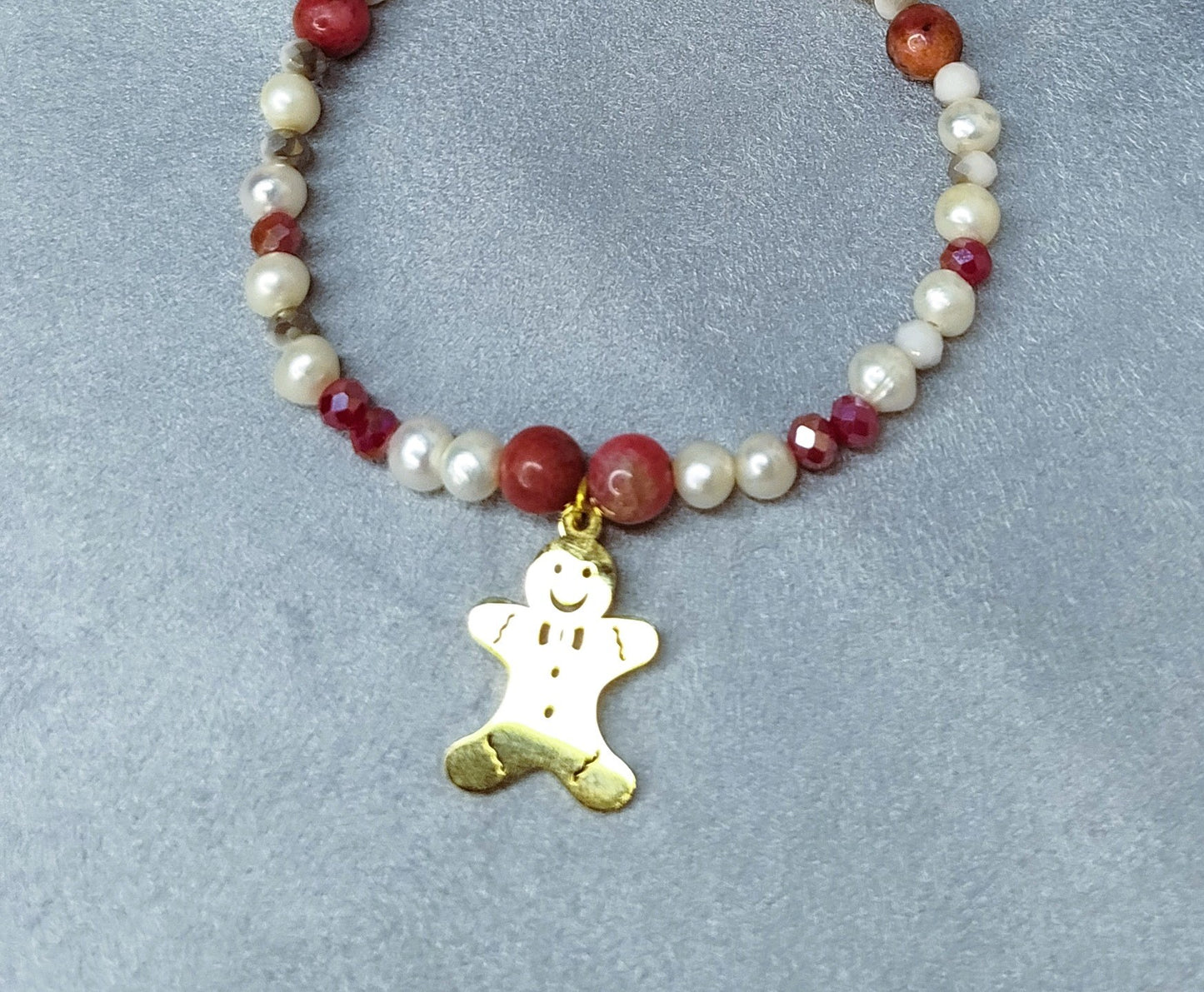 Bracelet Rhodon d’Épice – perles, rhodochrosite et pendentif pain d’épic