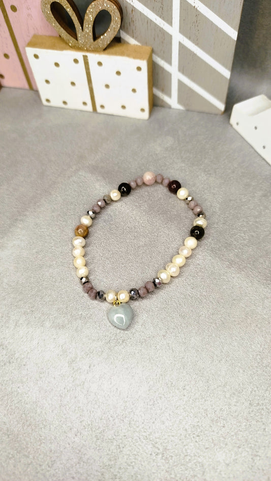 Bracelet Cœur Carrousel – tourmaline multicolore et pendentif cœur amazonite