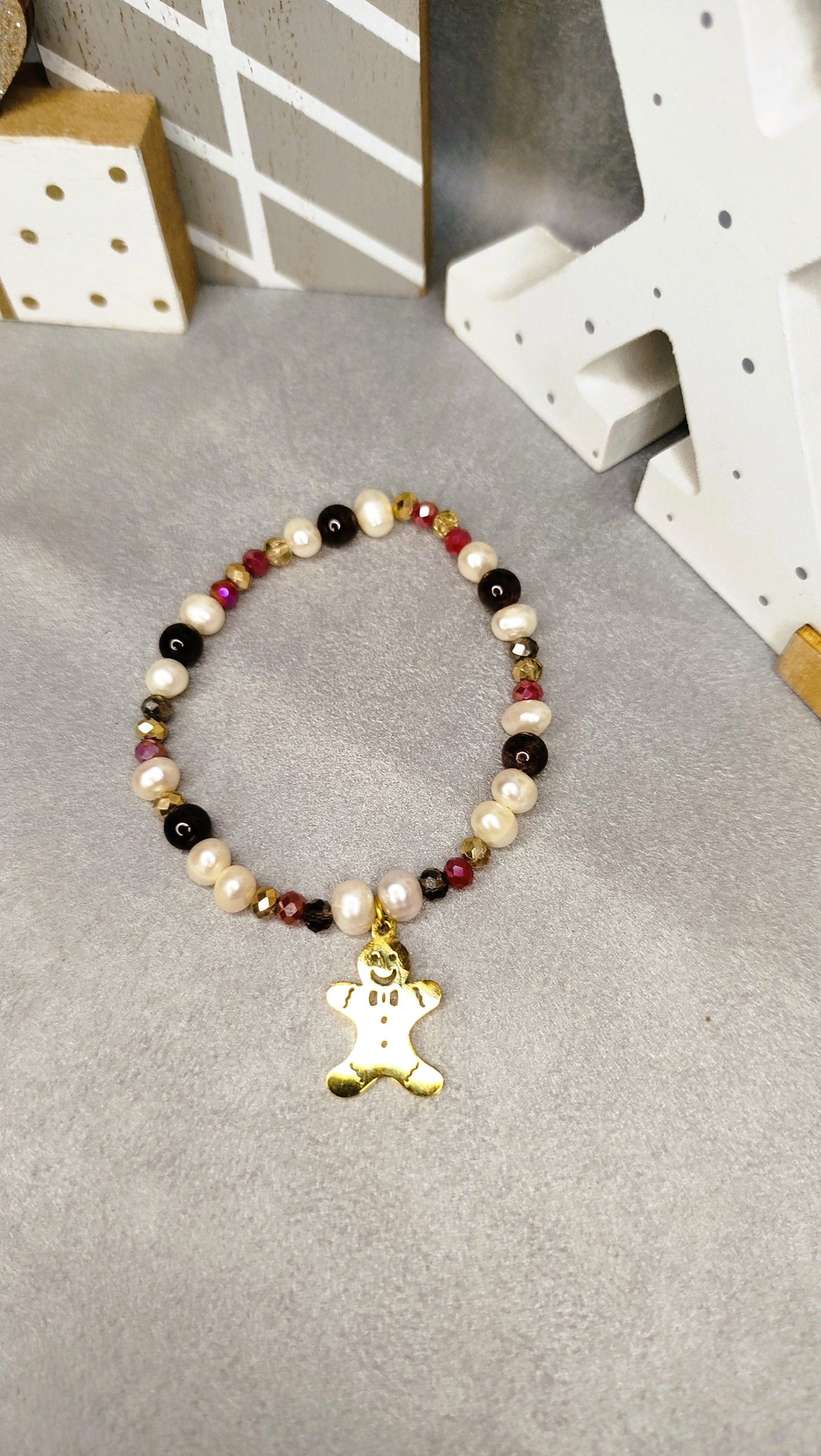 Bracelet Grenadine Epicée - Perles Blanches et Grenat ALMA Y LUZ