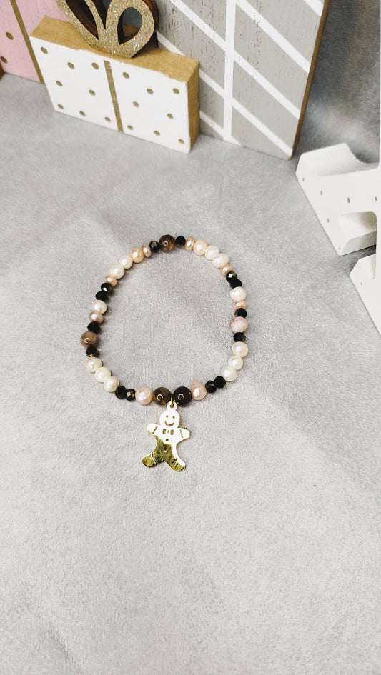 Bracelet Ancre d'épice - Perles Blanches et Tourmaline Multicouleur ALMA Y LUZ