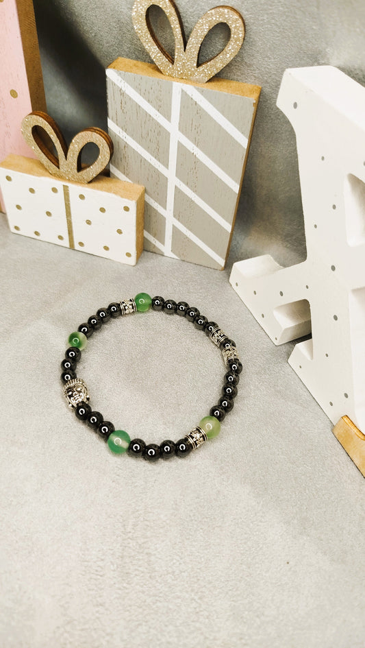 Bracelet EQUILIBRIO-Hématite , Aventurine et breloque tête de buddha ALMA Y LUZ