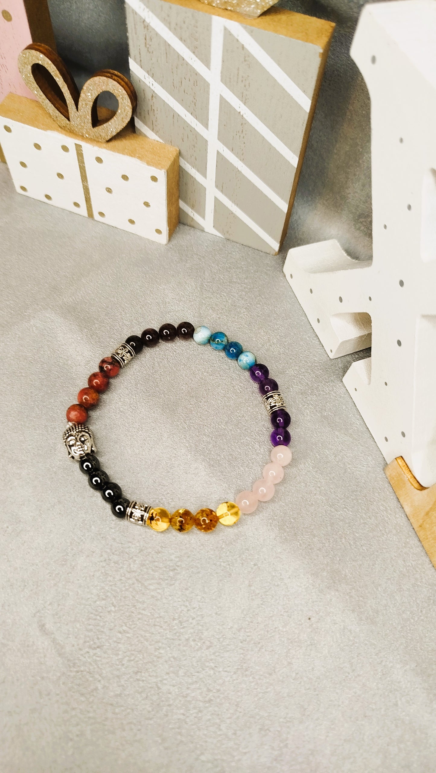 Bracelet homme Camino – multi-pierres avec tête de Bouddha