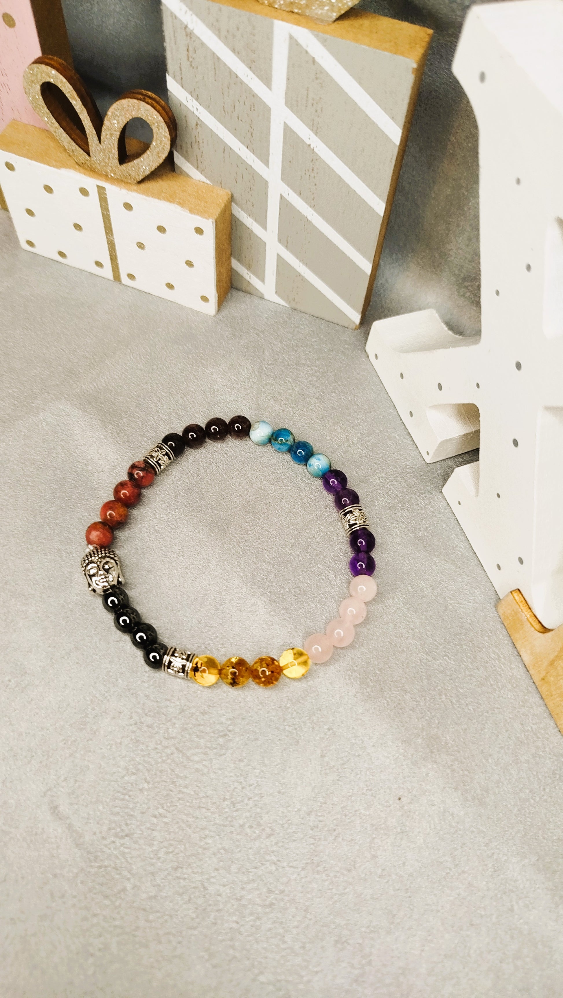 Bracelet homme Camino – multi-pierres avec tête de Bouddha