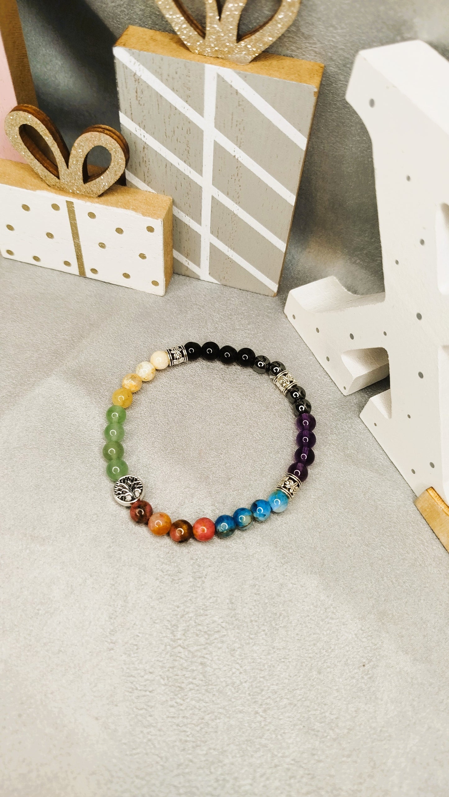 Bracelet HOMME ESENCIA -Multi-pierres avec pendentif Arbre de Vie ALMA Y LUZ